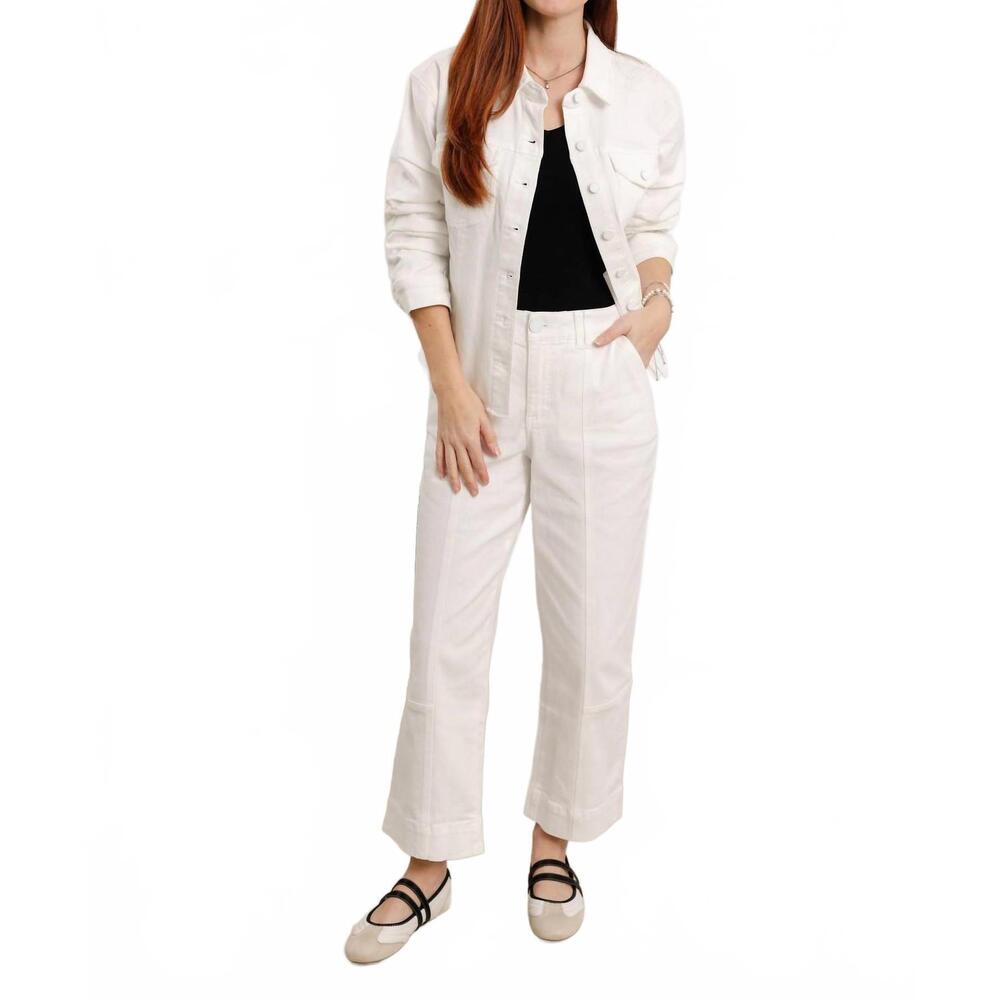 NEW MAC & ME ruched sleeve denim jacket in optic white